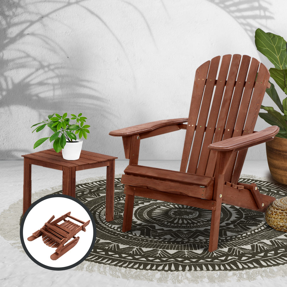 Gardeon Outdoor Folding Beach Camping Chairs Table Set Wooden Adirondack Lounge freeshipping - Awezingly