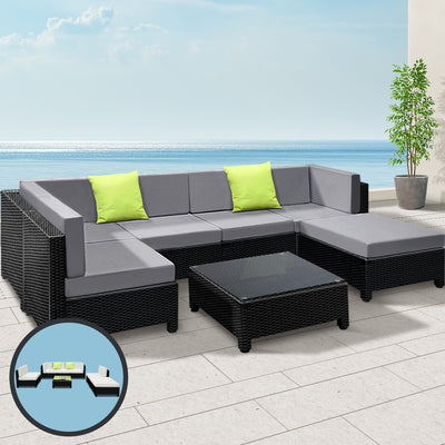 Gardeon 7PC Sofa Set Outdoor Furniture Wicker Couches Garden Patio Pool