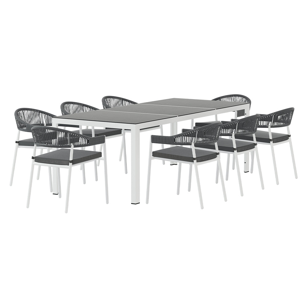 Gardeon 9PCS Outdoor Dining Set Table Chairs Patio Rope Lounge Setting 8-seater Gardeon