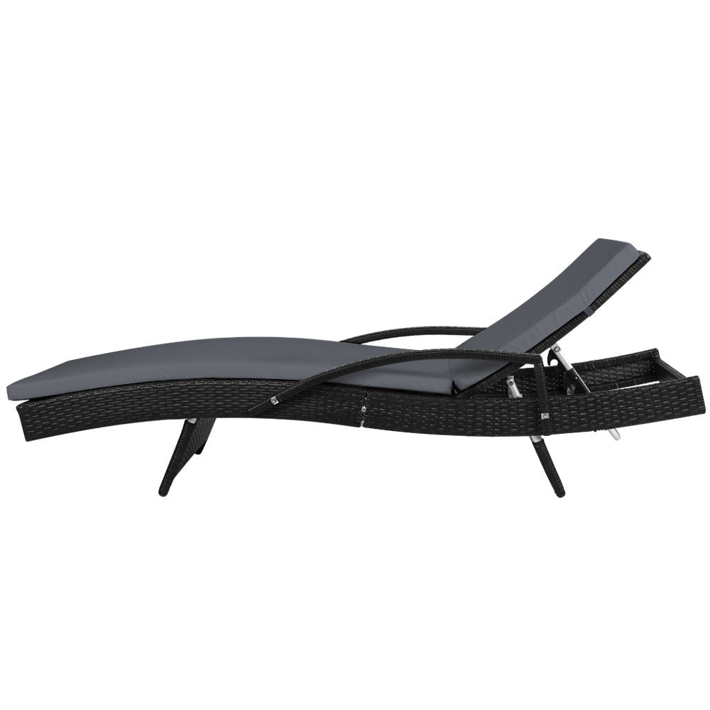 Gardeon Outdoor Sun Lounge - Black freeshipping - Awezingly