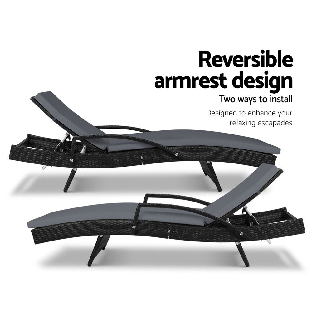 Gardeon Outdoor Sun Lounge - Black freeshipping - Awezingly