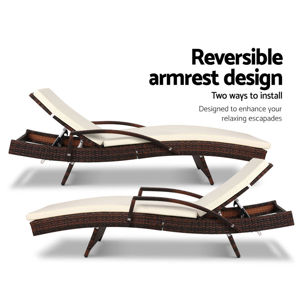 Gardeon Outdoor Sun Lounge - Brown freeshipping - Awezingly
