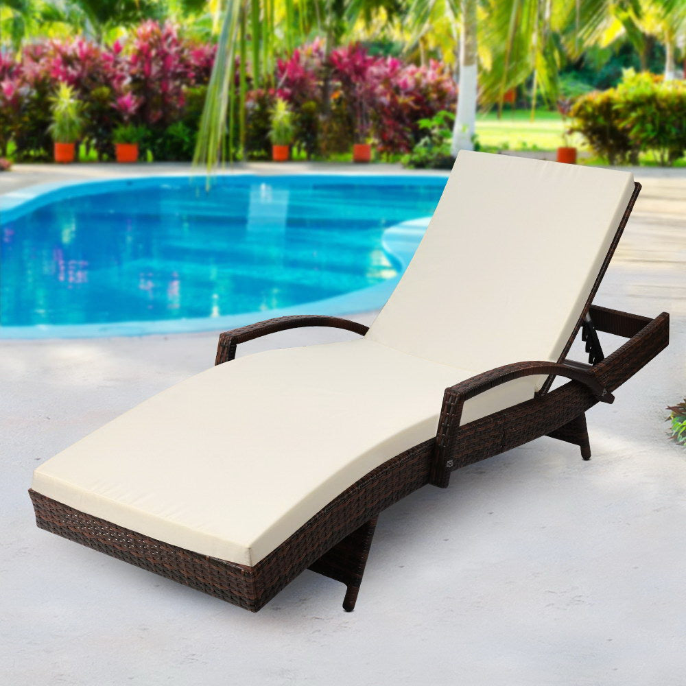 Gardeon Outdoor Sun Lounge - Brown freeshipping - Awezingly