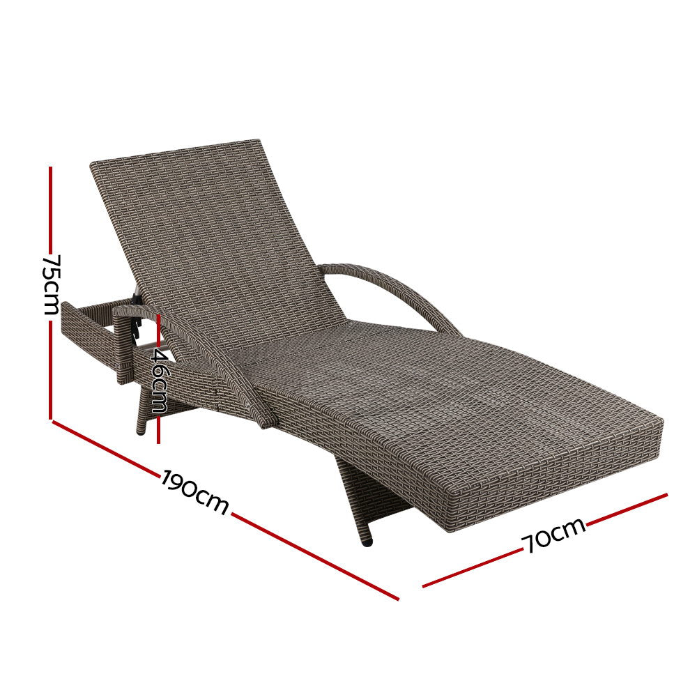 Gardeon Outdoor Sun Lounge - Grey freeshipping - Awezingly