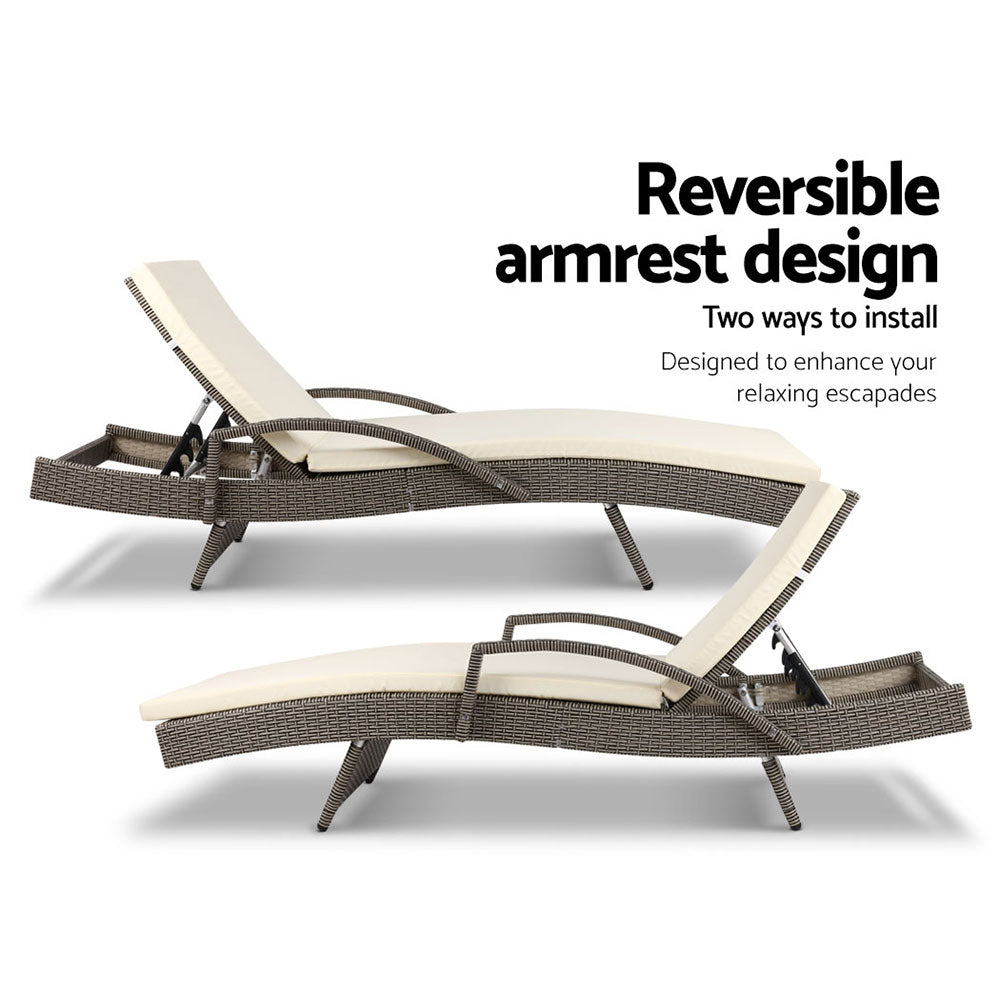 Gardeon Outdoor Sun Lounge - Grey freeshipping - Awezingly