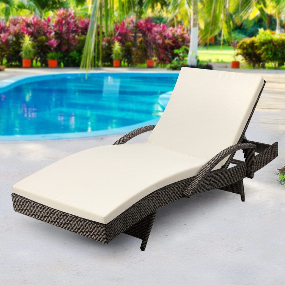 Gardeon Outdoor Sun Lounge - Grey freeshipping - Awezingly