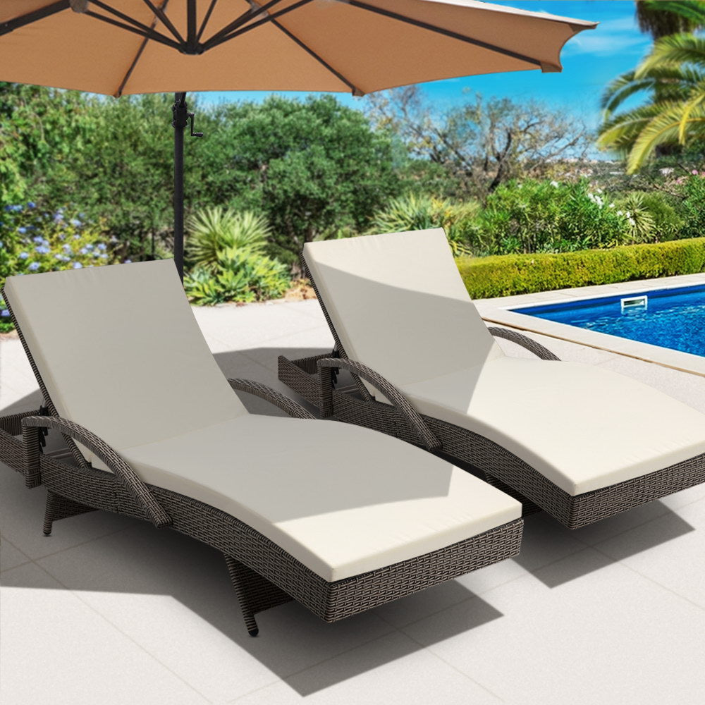 Gardeon Outdoor Sun Lounge Chair with Cushion- Grey freeshipping - Awezingly