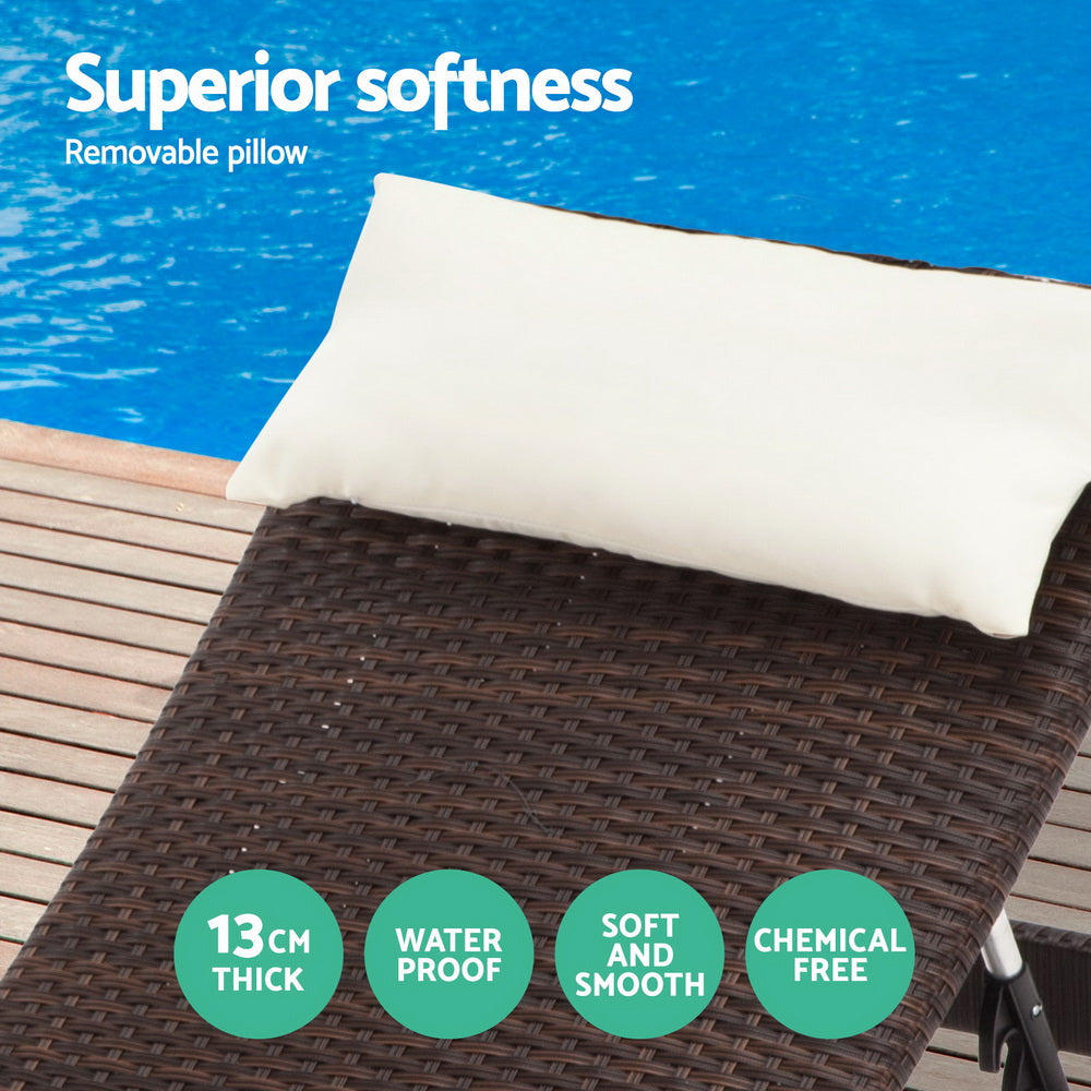 Gardeon Outdoor Sun Lounge Setting Wicker Lounger Day Bed Rattan Patio Furniture Brown freeshipping - Awezingly