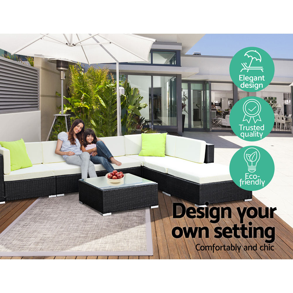 2PC Gardeon Outdoor Furniture Sofa Set Wicker Rattan Garden Lounge Chair Setting freeshipping - Awezingly