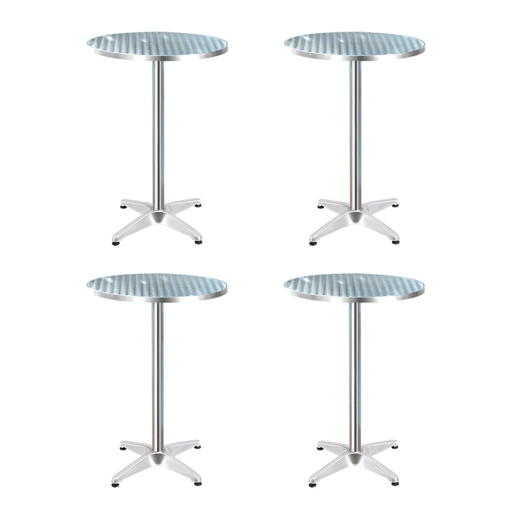 Gardeon 4pcs Outdoor Bar Table Furniture Adjustable Aluminium Cafe Table Round Gardeon