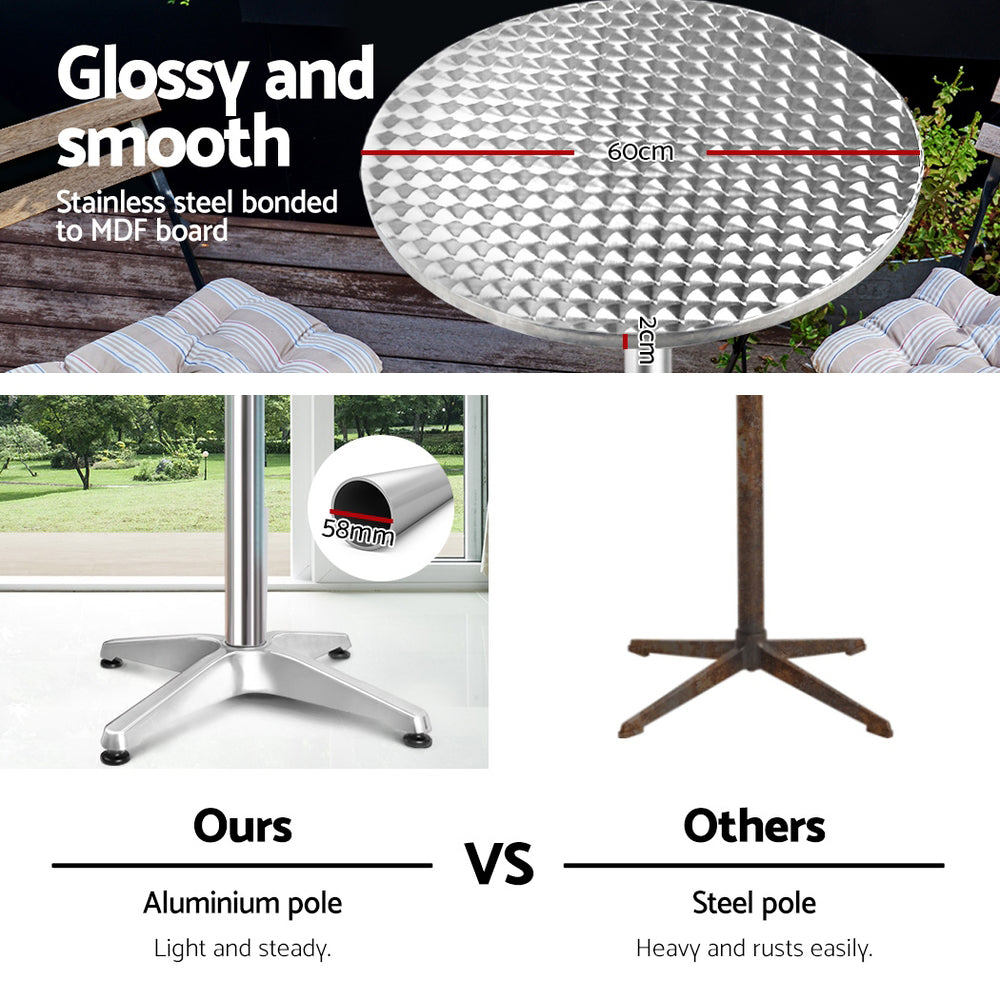 Gardeon 4pcs Outdoor Bar Table Furniture Adjustable Aluminium Cafe Table Round Gardeon
