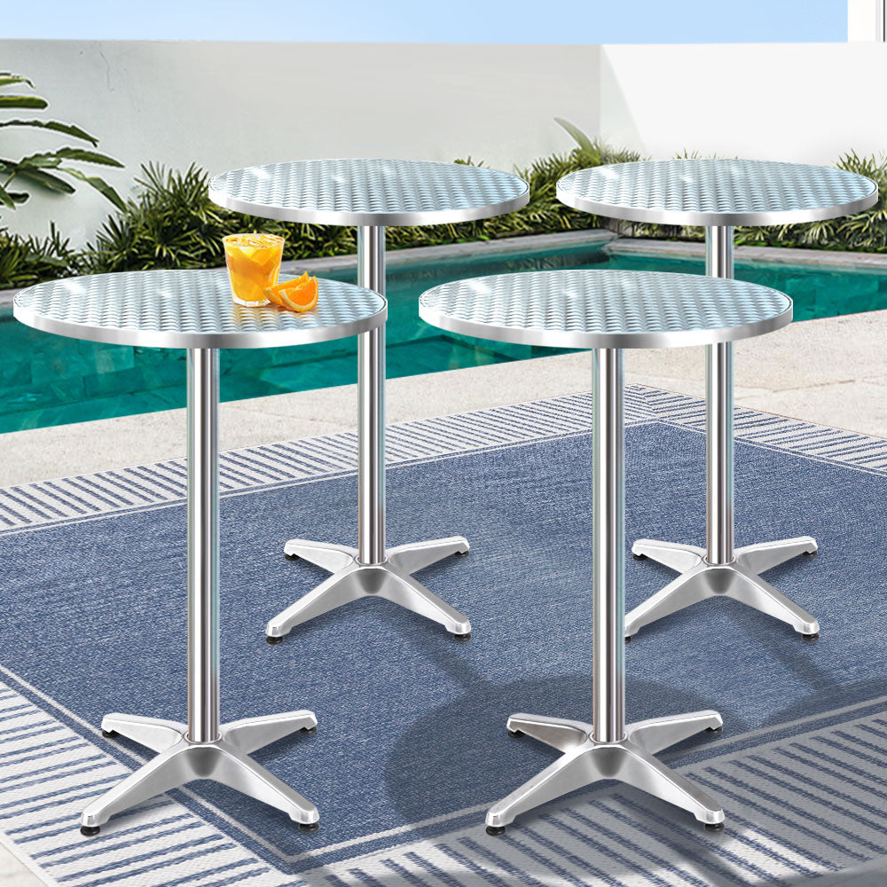 Gardeon 4pcs Outdoor Bar Table Furniture Adjustable Aluminium Cafe Table Round Gardeon