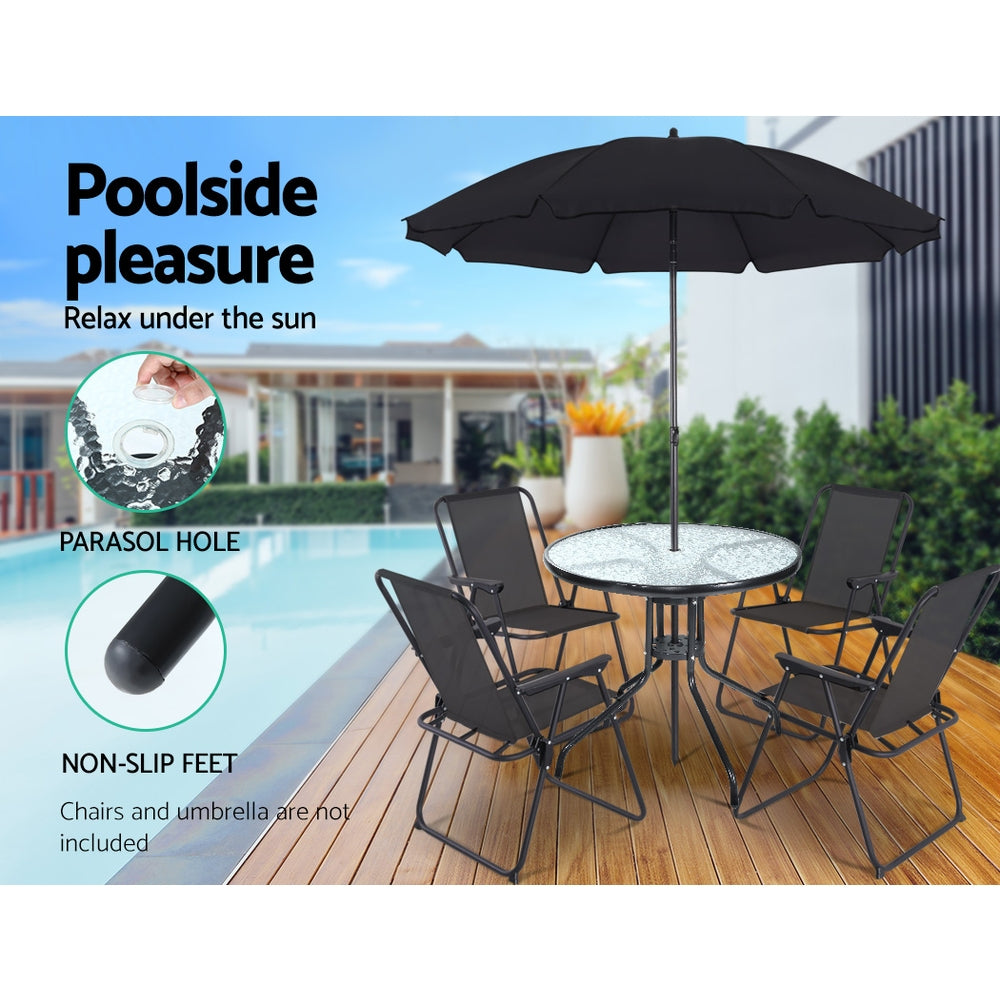 Gardeon Outdoor Dining Table Bar Setting Steel Glass 70CM freeshipping - Awezingly