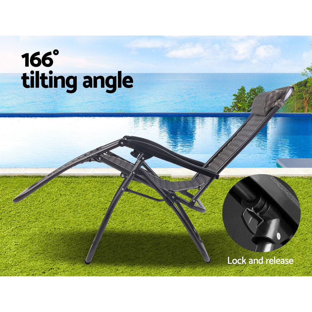 Gardeon Outdoor Portable Recliner - Grey freeshipping - Awezingly