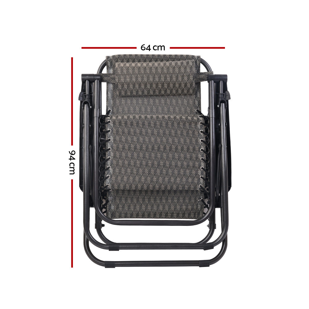 2 x Gardeon Zero Gravity Chairs Reclining Outdoor Furniture - Grey freeshipping - Awezingly