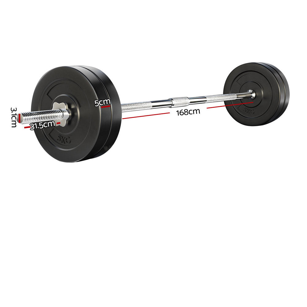 28KG Barbell Weight Set Plates Bar Bench Press Fitness Exercise Home Gym 168cm Does not apply