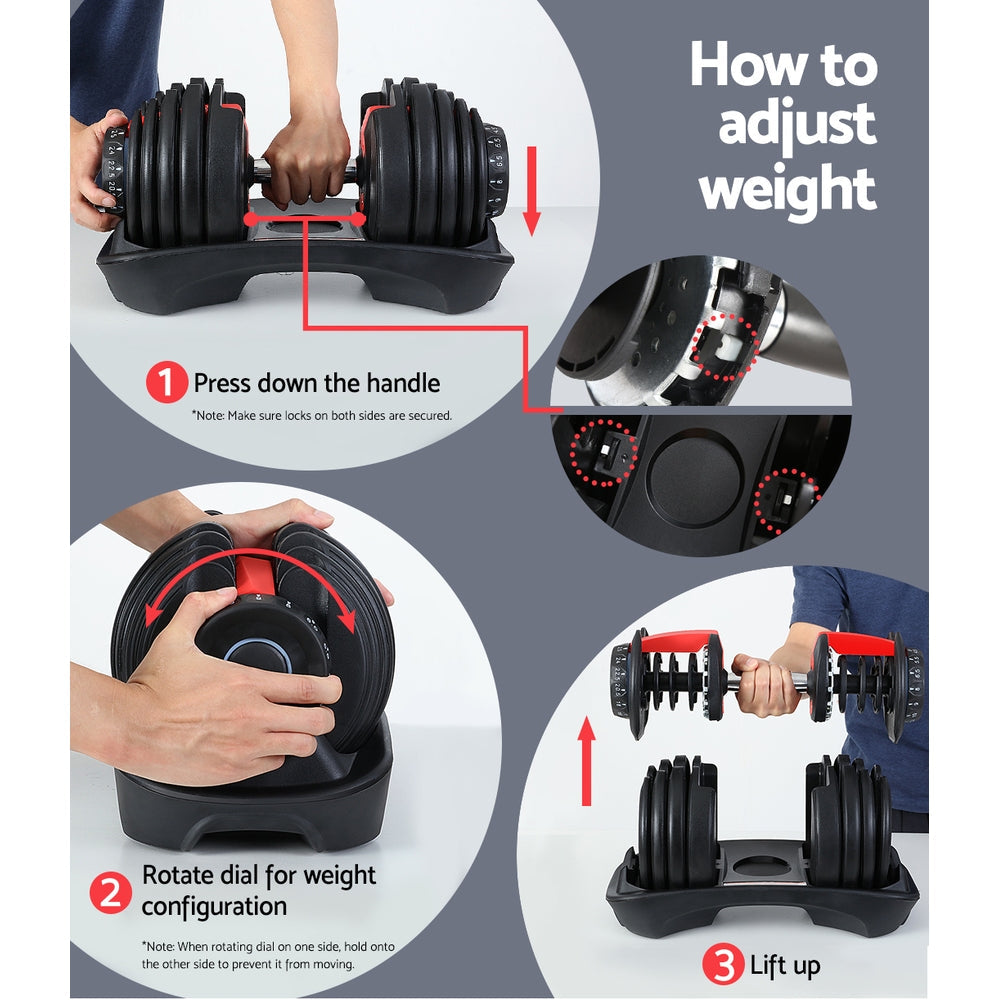 24kg Adjustable Dumbbell Weight Plates Home Gym Fitness Exercise Does not apply