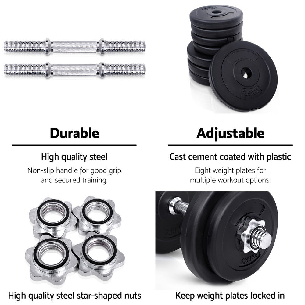 20KG Dumbbells Dumbbell Set Weight Training Plates Home Gym Fitness Exercise Does not apply