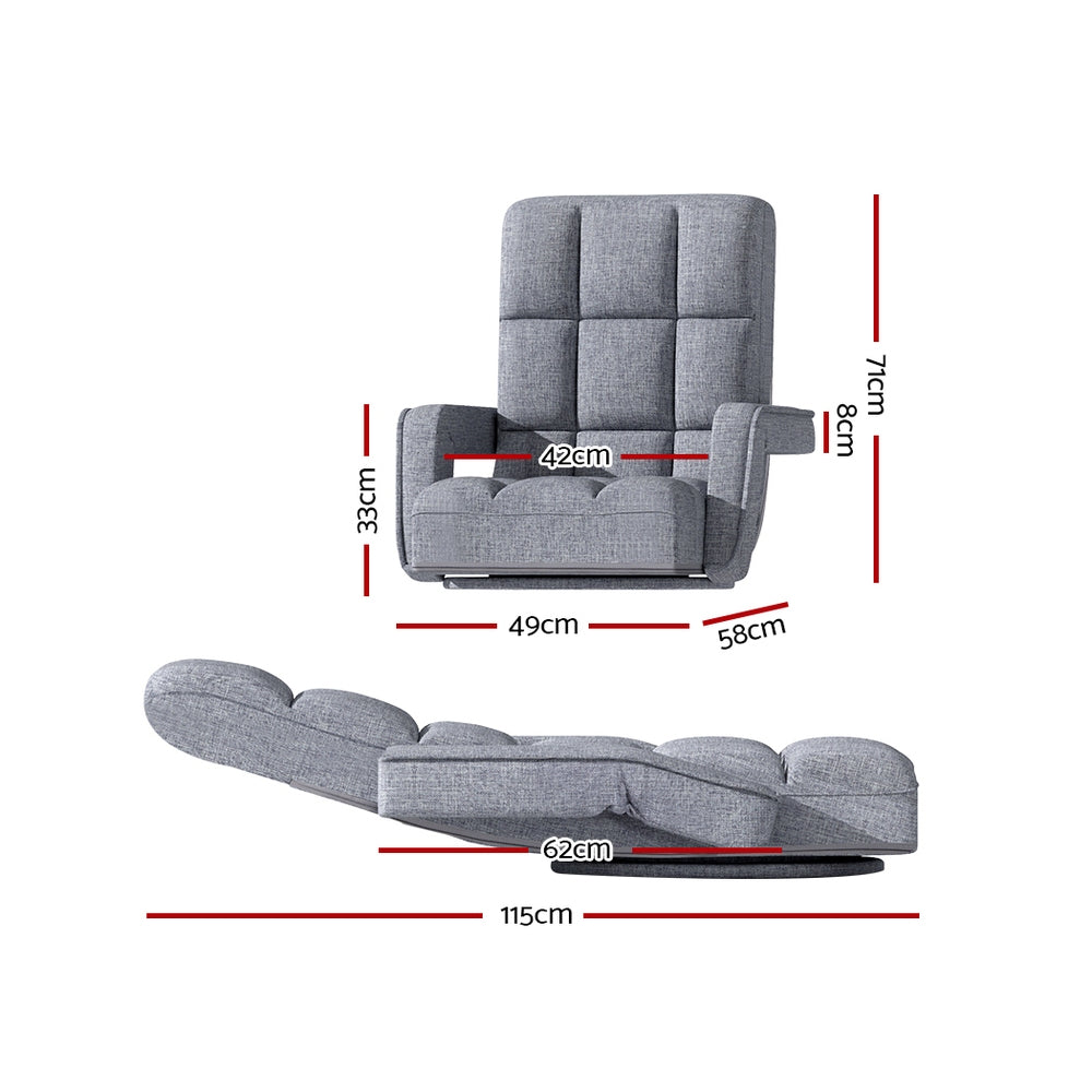 Artiss Floor Sofa Bed Lounge Chair Recliner Chaise Chair Swivel Grey Artiss