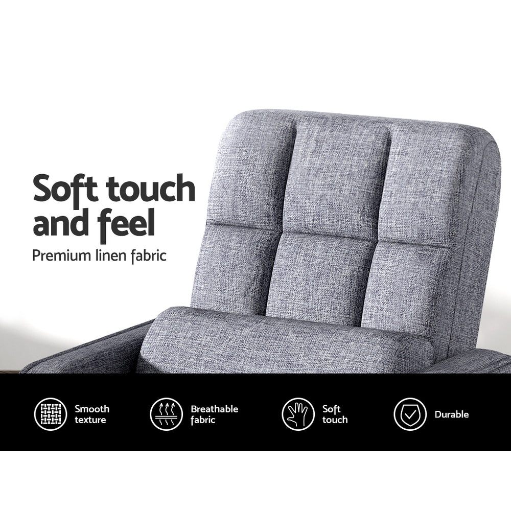Artiss Floor Sofa Bed Lounge Chair Recliner Chaise Chair Swivel Grey Artiss