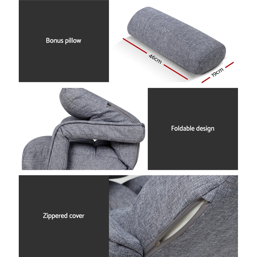Artiss Floor Sofa Bed Lounge Chair Recliner Chaise Chair Swivel Grey Artiss