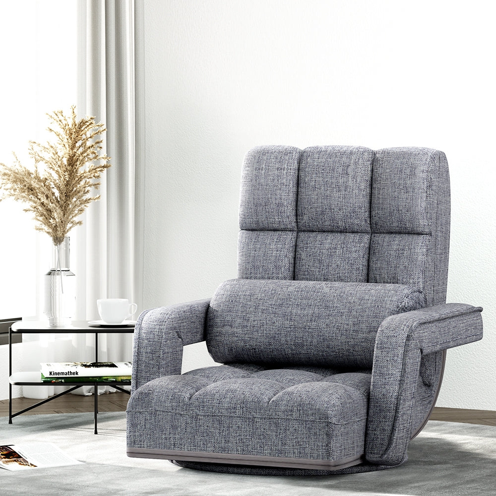 Artiss Floor Sofa Bed Lounge Chair Recliner Chaise Chair Swivel Grey Artiss