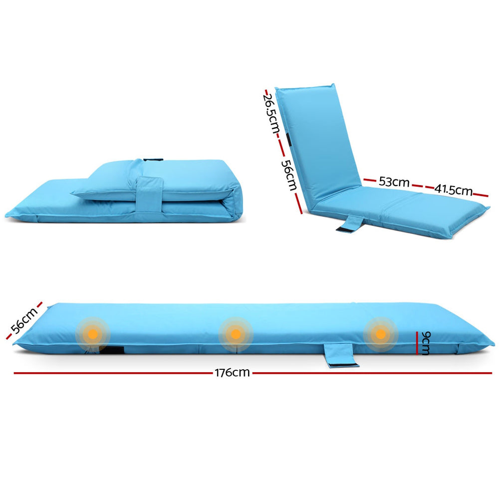 Artiss Adjustable Beach Sun Pool Lounger - Blue Artiss