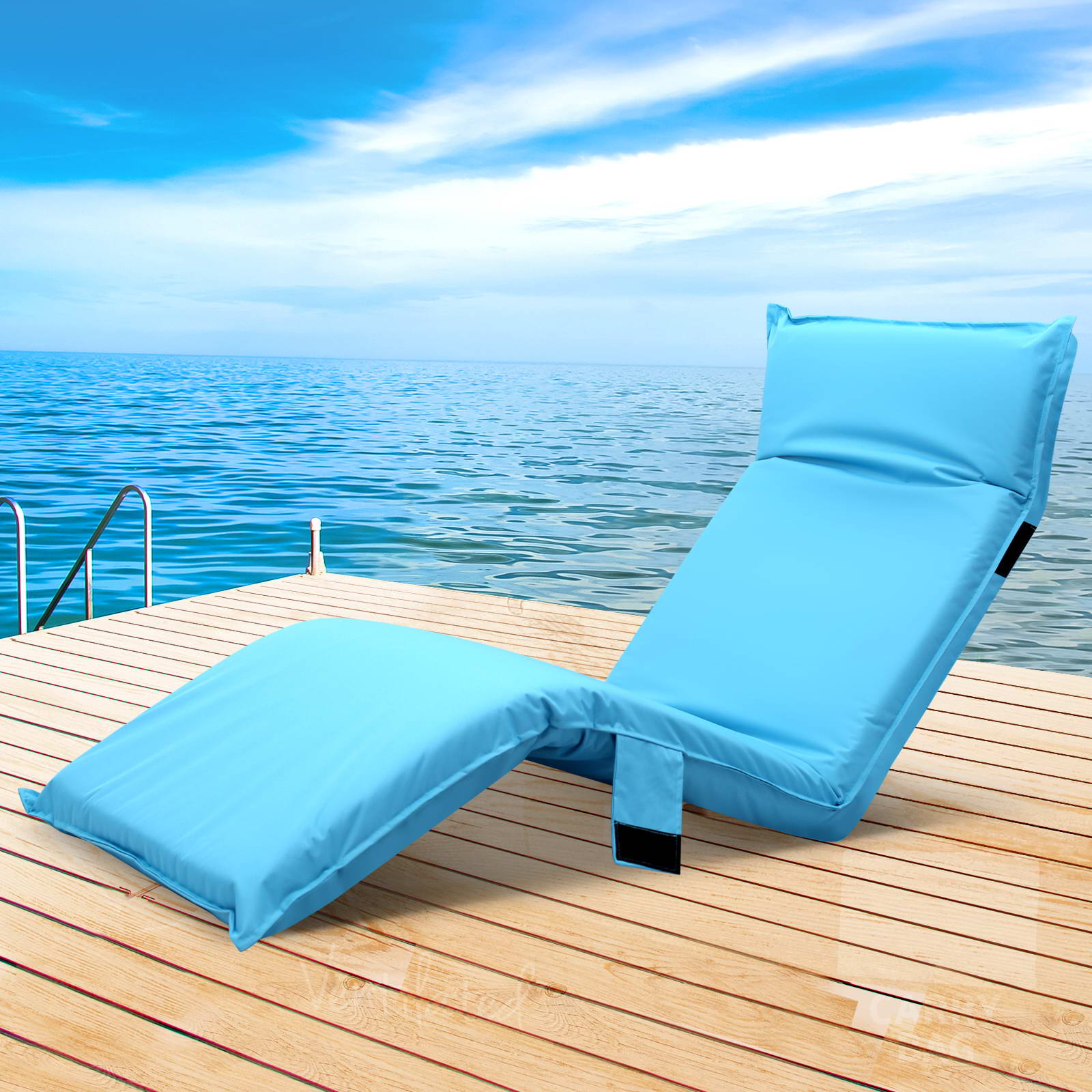 Artiss Adjustable Beach Sun Pool Lounger - Blue Artiss