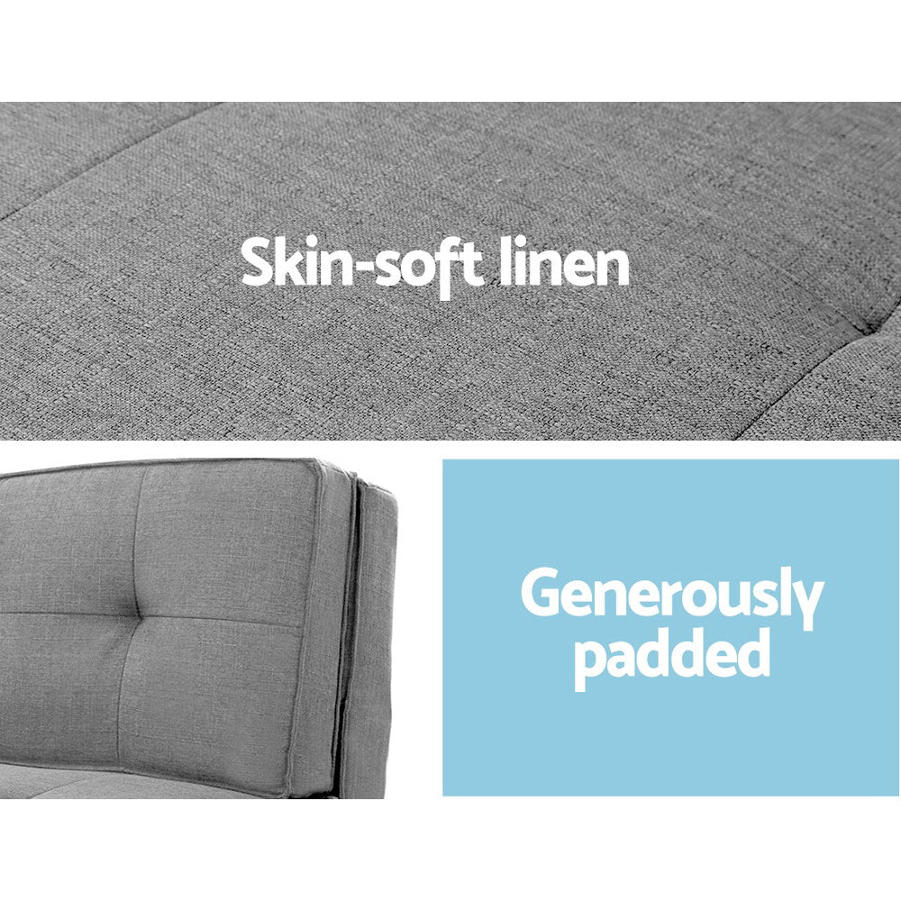 Artiss Lounge Sofa Bed Floor Couch Chaise Chair Recliner Futon Folding Grey Artiss
