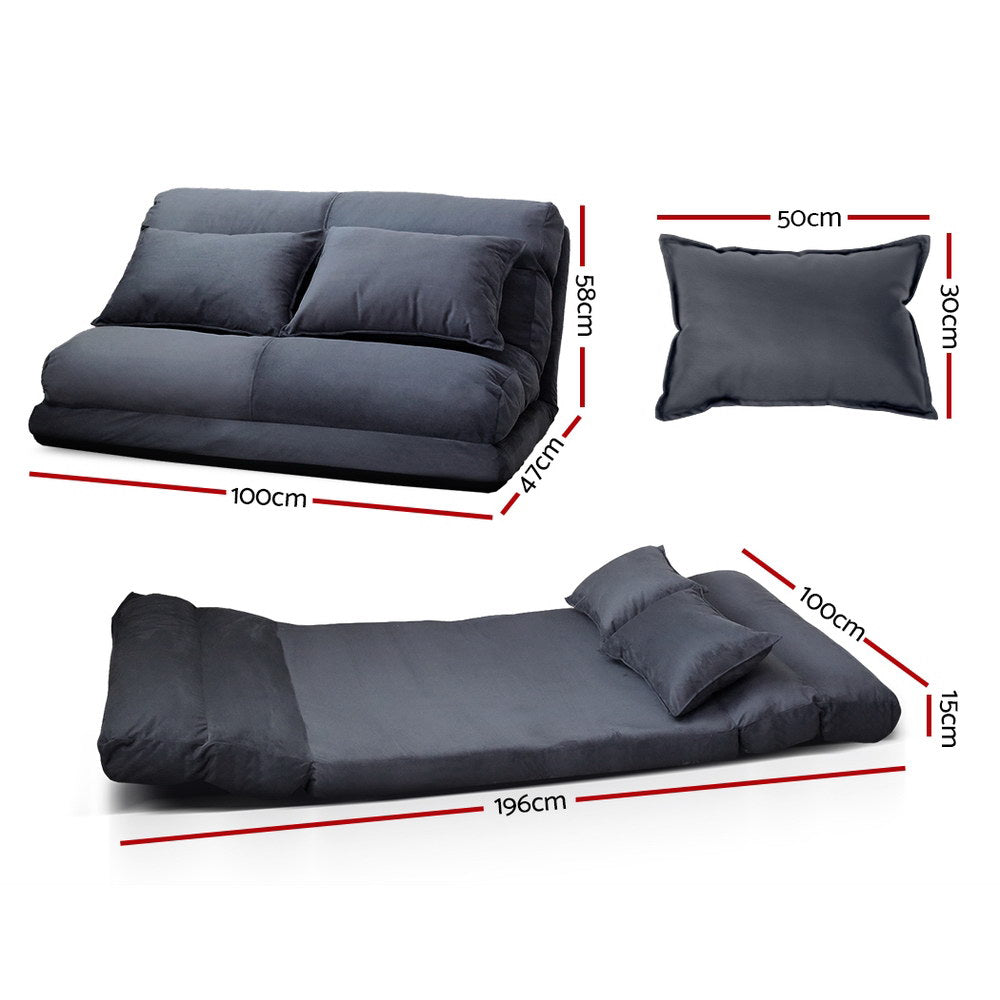 Artiss Lounge Sofa Bed Floor Recliner Chaise Folding Suede freeshipping - Awezingly