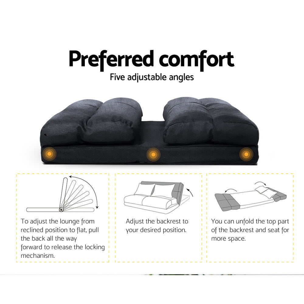 Artiss Lounge Sofa Bed Floor Recliner Chaise Folding Suede freeshipping - Awezingly