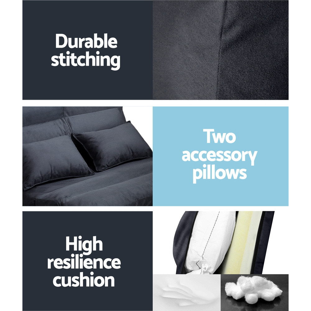 Artiss Lounge Sofa Bed Floor Recliner Chaise Folding Suede freeshipping - Awezingly