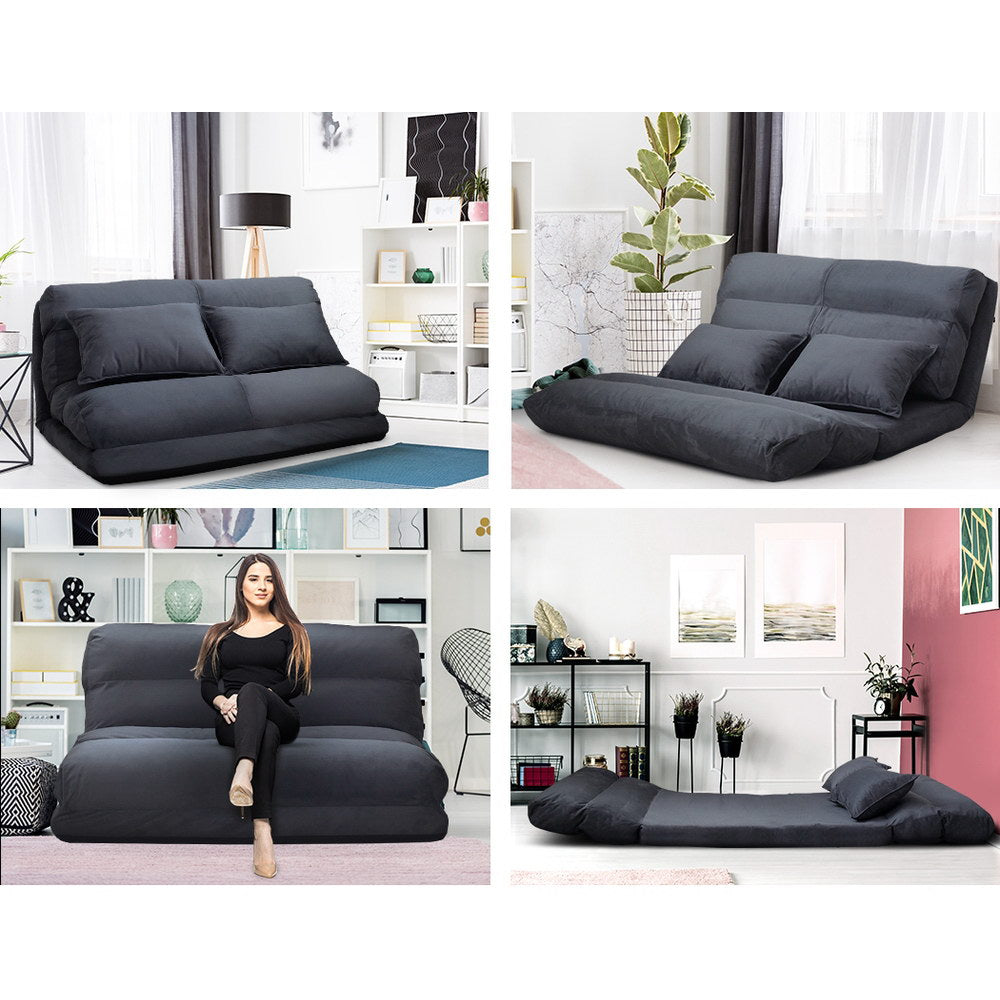 Artiss Lounge Sofa Bed Floor Recliner Chaise Folding Suede freeshipping - Awezingly
