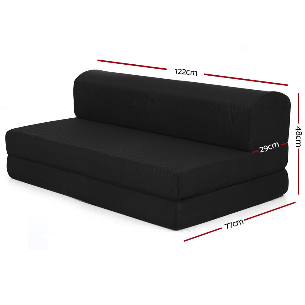 Giselle Bedding Folding Foam Mattress Portable Double Sofa Bed Mat Air Mesh Fabric Black freeshipping - Awezingly
