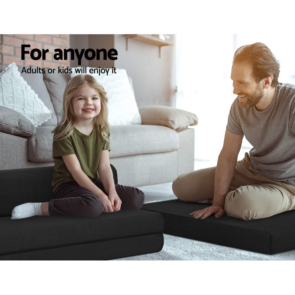 Giselle Bedding Folding Foam Mattress Portable Double Sofa Bed Mat Air Mesh Fabric Black freeshipping - Awezingly