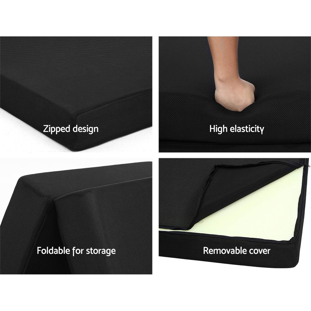 Giselle Bedding Folding Foam Mattress Portable Double Sofa Bed Mat Air Mesh Fabric Black freeshipping - Awezingly