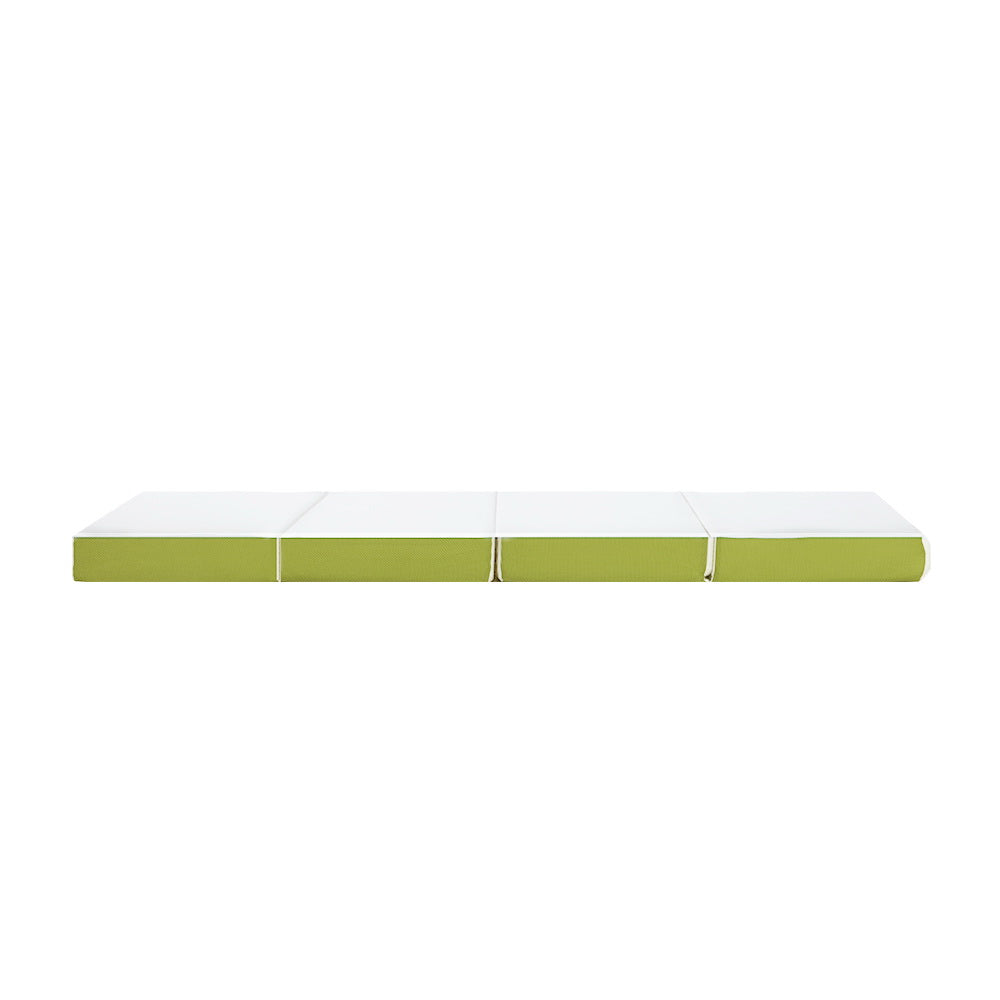 Giselle Bedding Foldable Mattress 4-FOLD Folding Bed Mat Camping Single Green Giselle Bedding