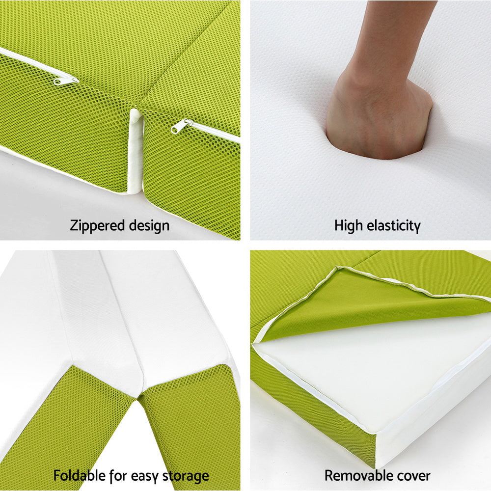 Giselle Bedding Foldable Mattress Folding Bed Mat Camping Trifold Single Green Giselle Bedding