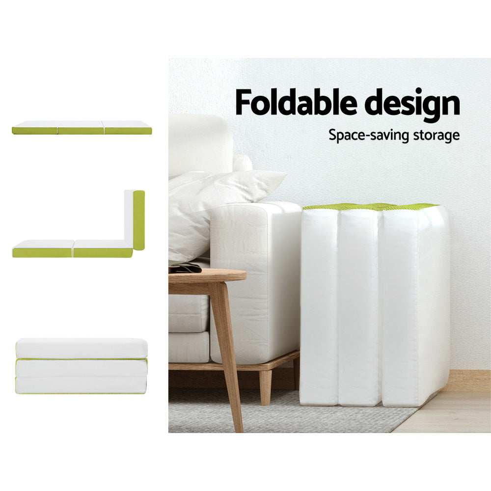 Giselle Bedding Foldable Mattress Folding Bed Mat Camping Trifold Single Green Giselle Bedding