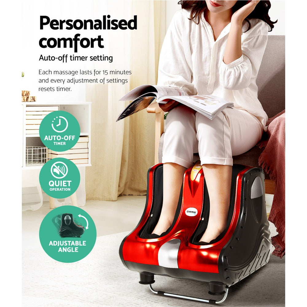 Livemor Foot Massager Shiatsu Ankle Calf Leg Massagers Circulation Enhancer Machine Red freeshipping - Awezingly