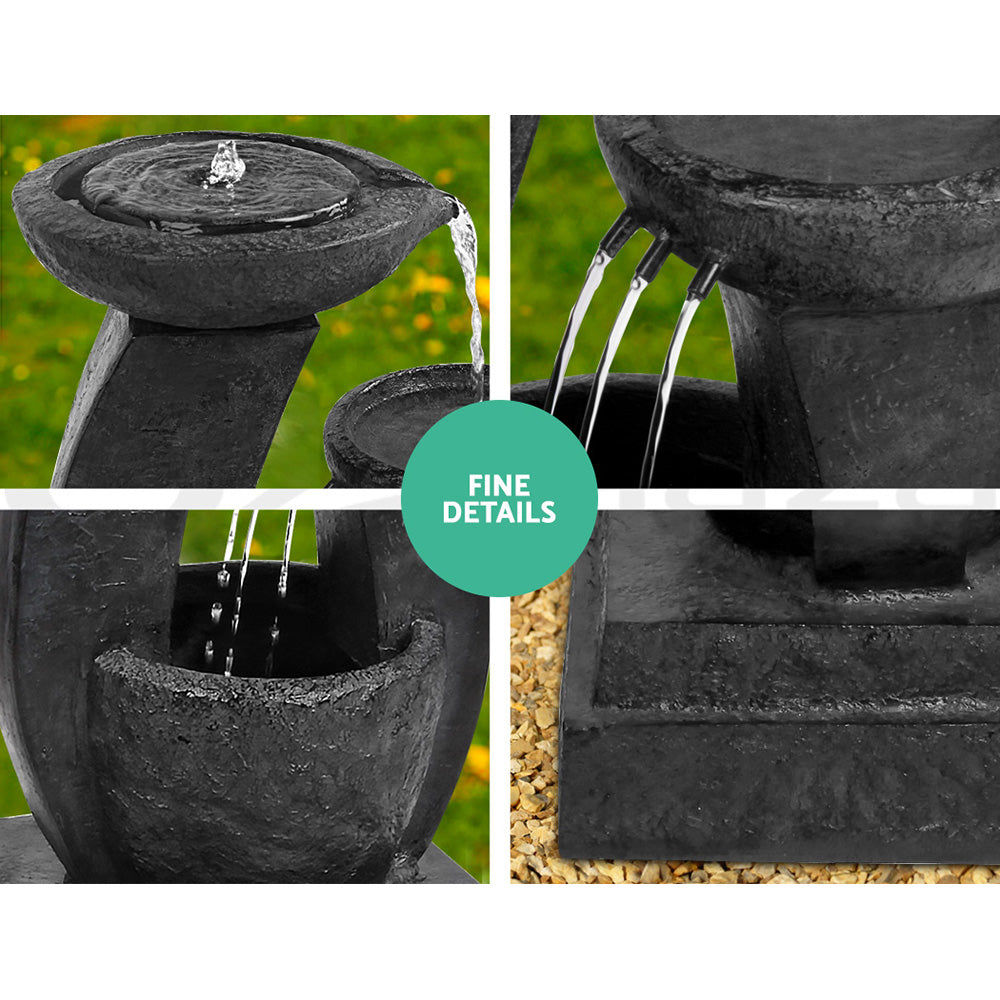 Gardeon 3 Tier Solar Powered Water Fountain with Light - Blue Gardeon