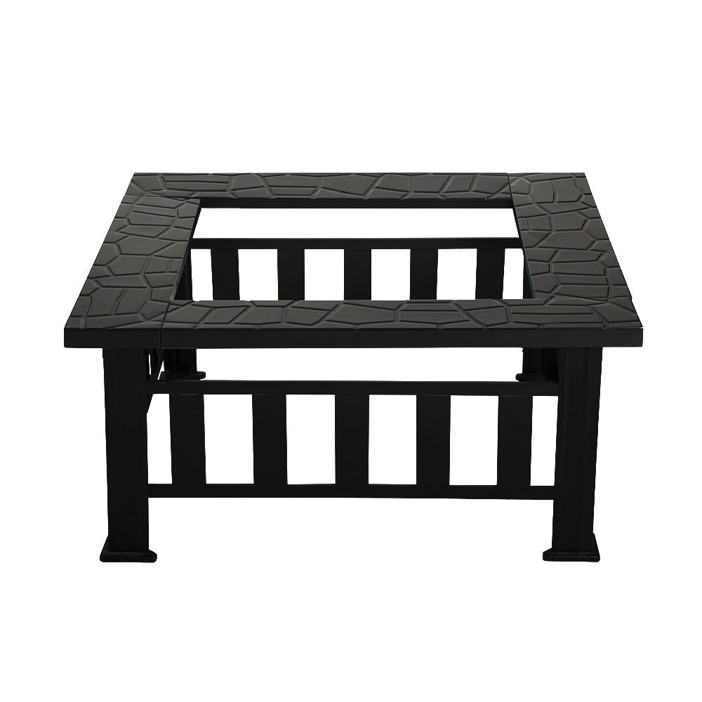 Grillz Outdoor Fire Pit BBQ Table Grill Fireplace Stone Pattern Grillz