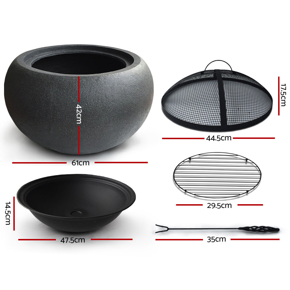 Grillz Outdoor Portable Fire Pit Bowl Wood Burning Patio Oven Heater Fireplace freeshipping - Awezingly