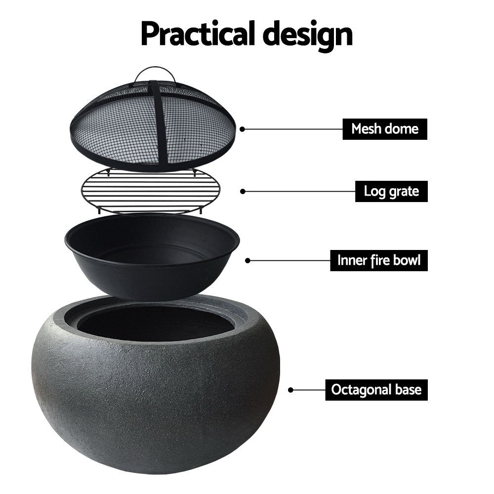 Grillz Outdoor Portable Fire Pit Bowl Wood Burning Patio Oven Heater Fireplace freeshipping - Awezingly