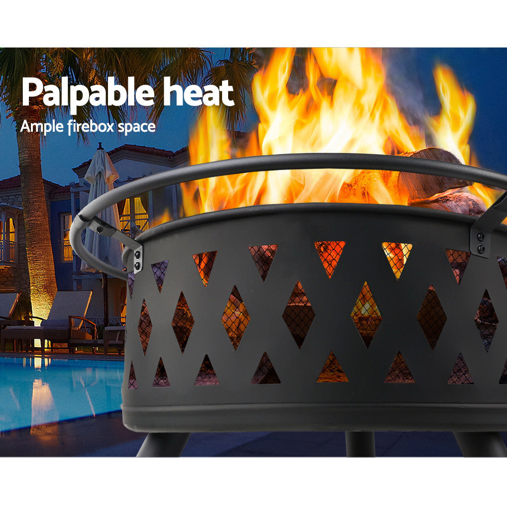 Grillz 32 Inch Portable Outdoor Fire Pit and BBQ - Black freeshipping - Awezingly