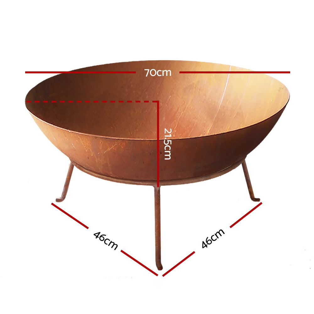 Grillz Fire Pit Charcoal Camping Rustic Burner Garden Outdoor Iron Bowl 70CM freeshipping - Awezingly