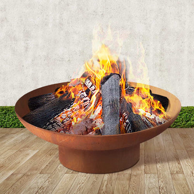 Grillz 70CM Rustic Fire Pit Vintage Campfire Wood Burner Rust Outdoor Iron Bowl