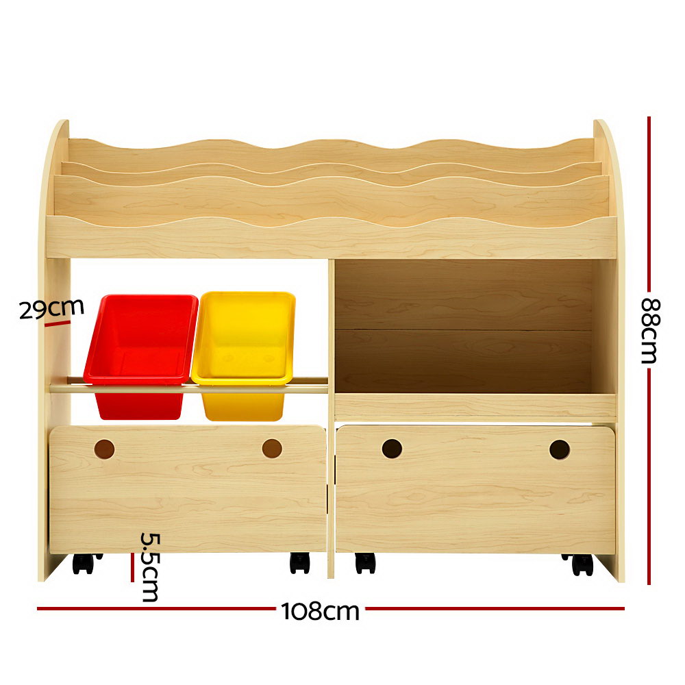 Keezi Kids Bookshelf Children Bookcase Toy Storage Box Organiser Display Rack Keezi