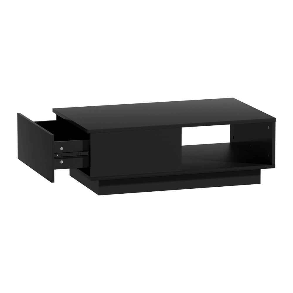 Artiss Coffee Table LED Lights High Gloss Storage Drawer Modern Furniture Black Artiss