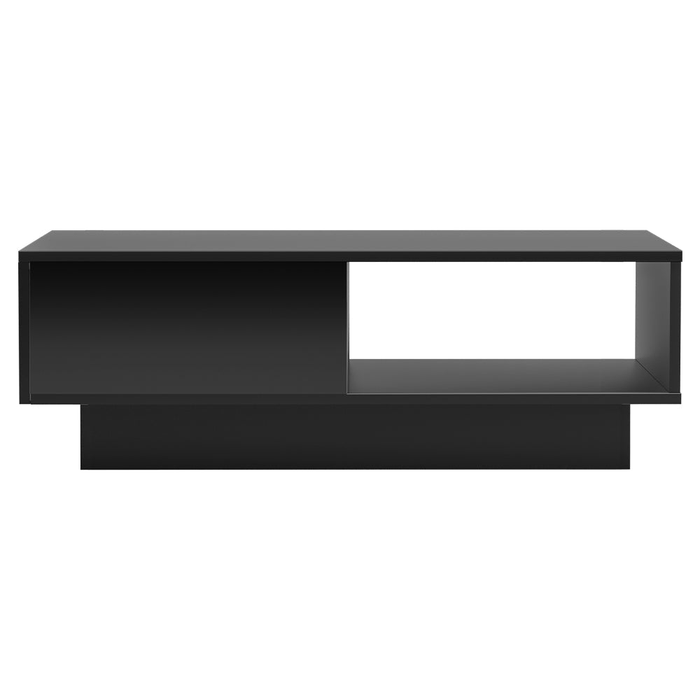 Artiss Coffee Table LED Lights High Gloss Storage Drawer Modern Furniture Black Artiss